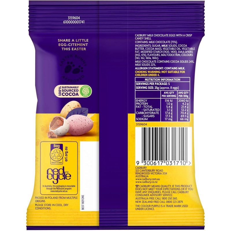 Cadbury Mini Eggs Chocolate Easter Eggs Bag 125g