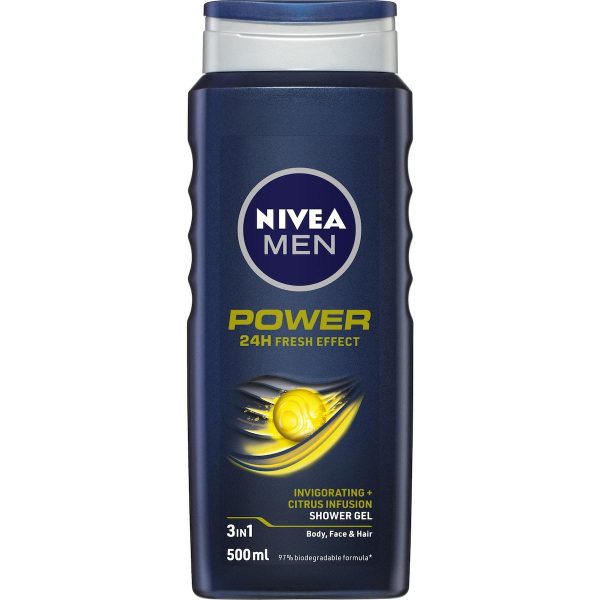 Nivea Men Power 3 In 1 Body Wash Shower Gel 500ml