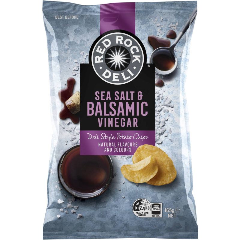 Red Rock Deli Sea Salt and Balsamic Vinegar Potato Chips Pack 165g
