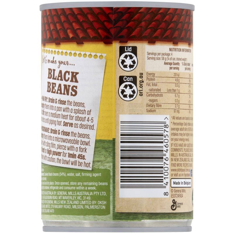 Old El Paso Black Beans Mexican Can 425g