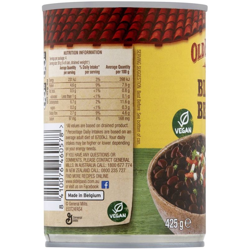 Old El Paso Black Beans Mexican Can 425g