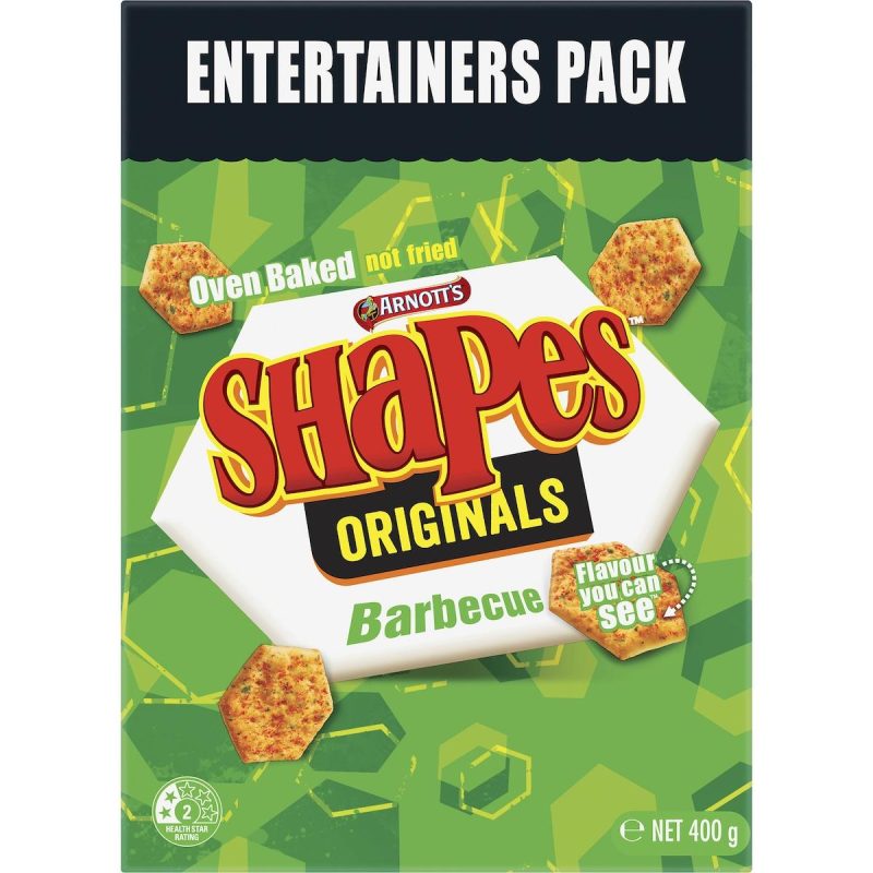 Arnotts Shapes Crackers Biscuits Barbeque BBQ Entertainers Large Box 400g