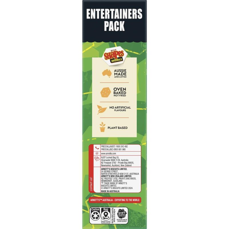 Arnotts Shapes Crackers Biscuits Barbeque BBQ Entertainers Large Box 400g