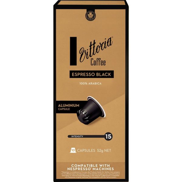 Vittoria Espresso Black Coffee Pods Capsules 10 Pack