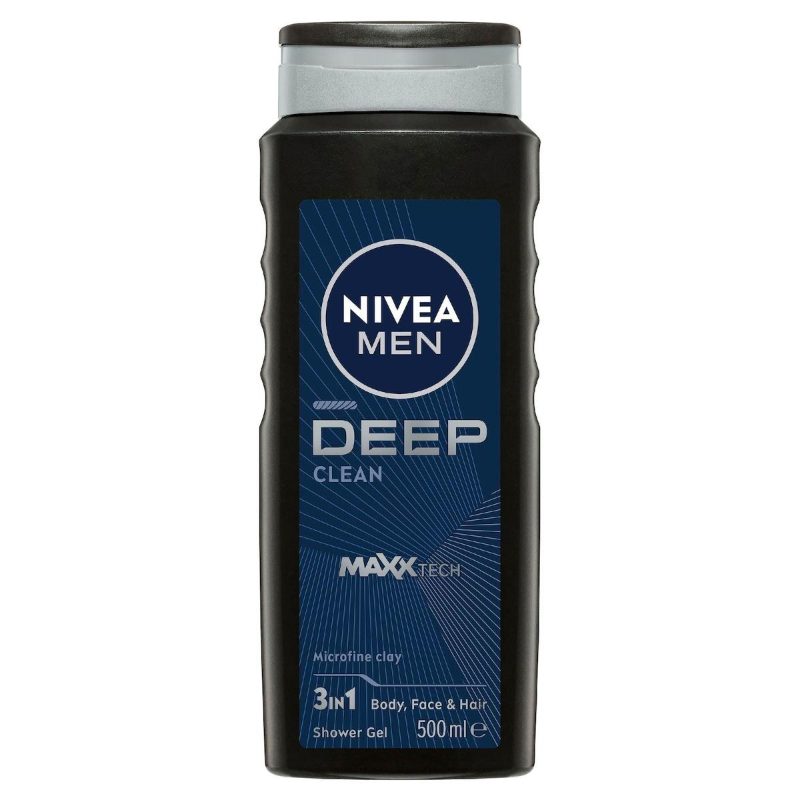 Nivea Men Deep Clean 3 In 1 Body Wash Shower Gel 500ml