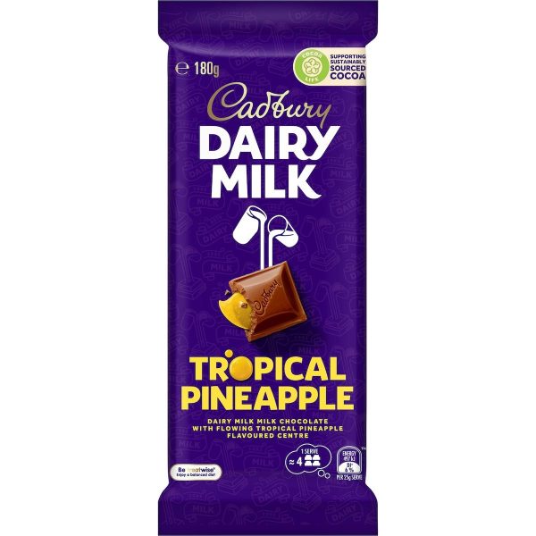 Cadbury Dairy Milk Tropical Pineapple Chocolate Block 180g