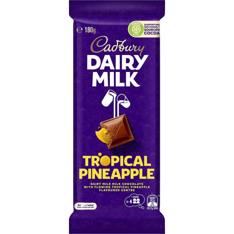 Cadbury Dairy Milk Tropical Pineapple Chocolate Block 180g