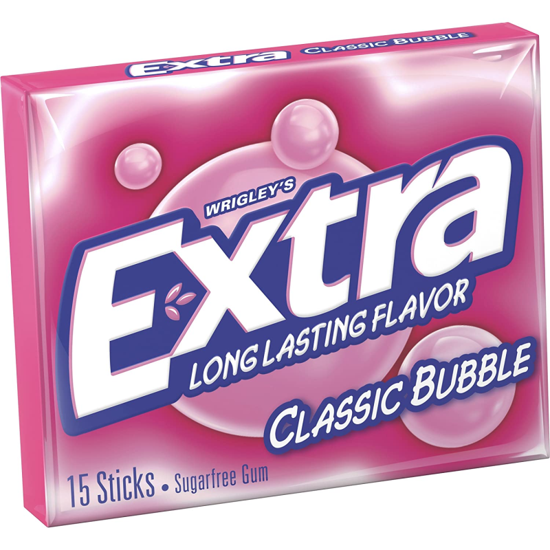 Wrigleys Extra Chewing Gum Classic Bubble 15 Pieces X 10 Pack - USA