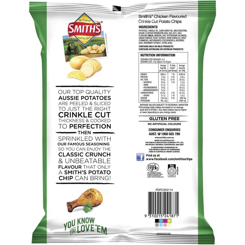Smiths Crinkle Cut Chicken Potato Chips Pack 170g