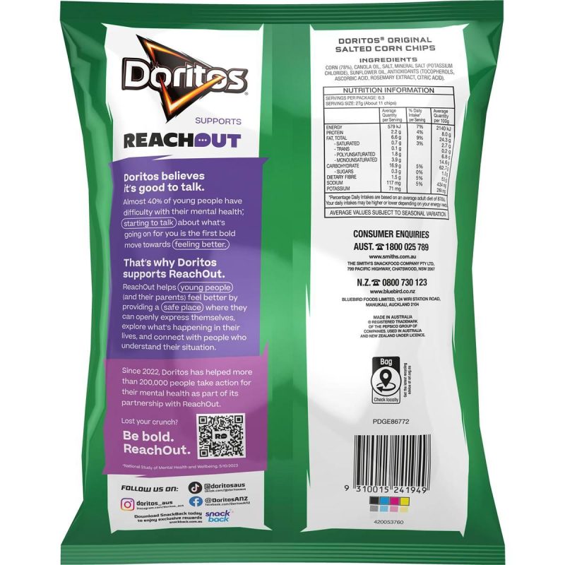 Doritos Corn Chips Original Salted Pack 170g