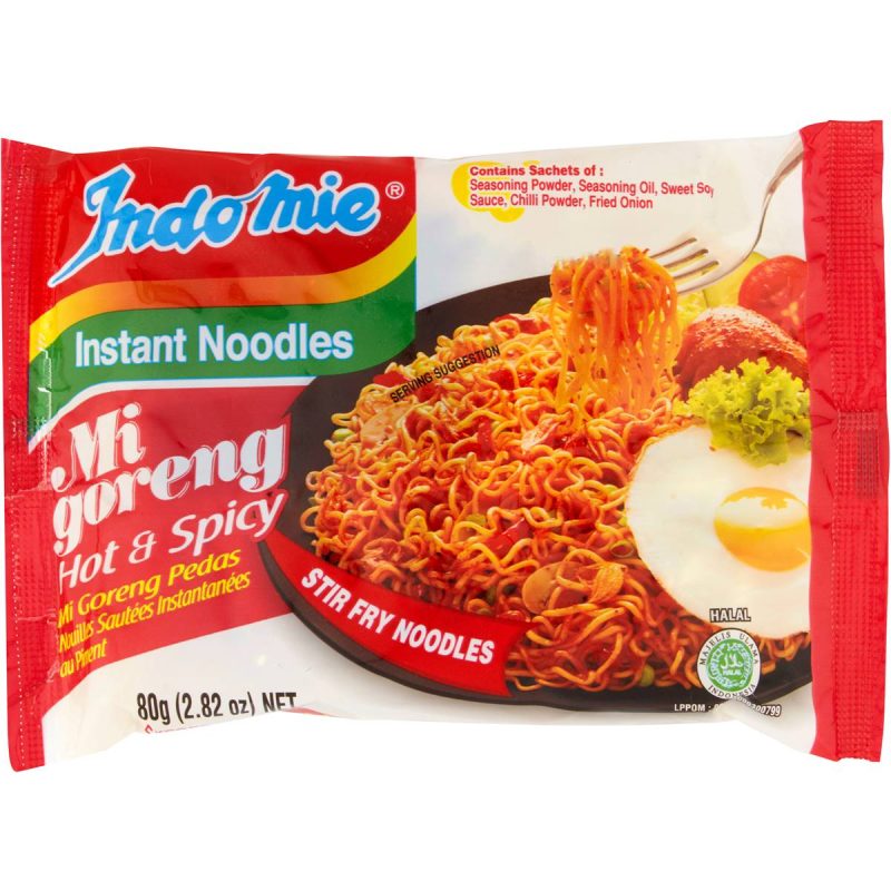 Indomie Mi Goreng Instant Fried Hot and Spicy Noodles Pack 80g X 5 Packs