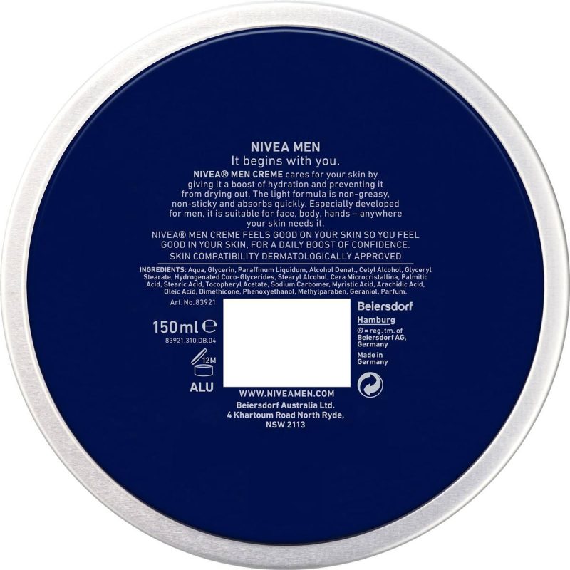 Nivea Men Moisturiser Cream Tin 150ml