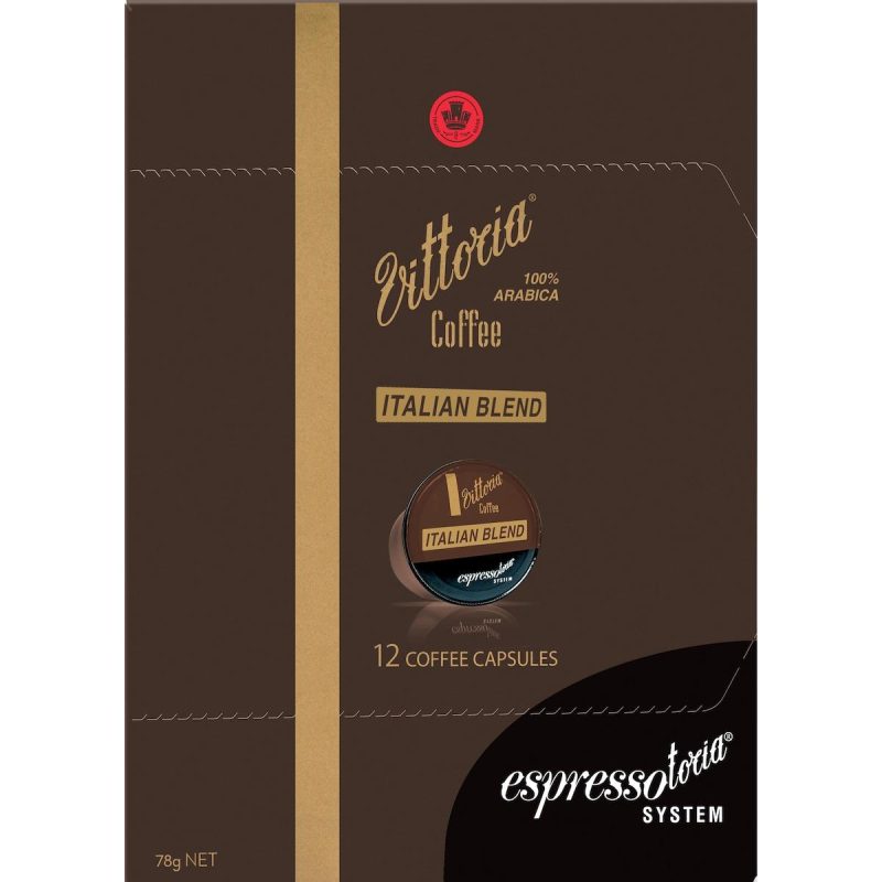 Vittoria Espresso Italian Blend Coffee Pods Capsules 12 Pack