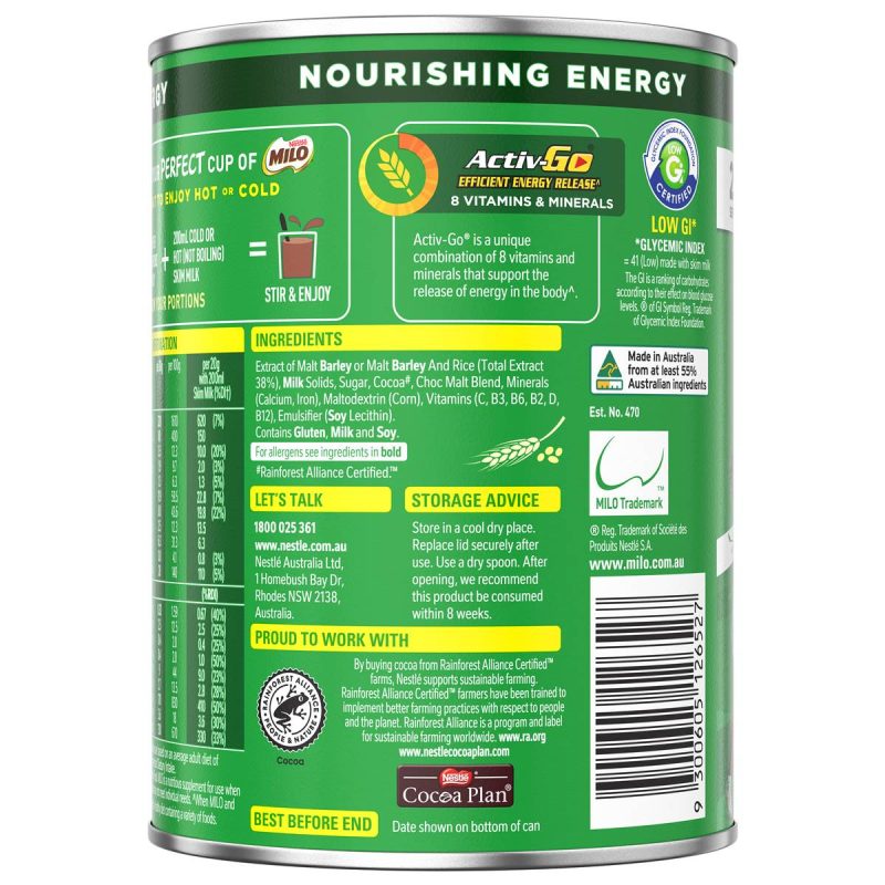 Nestle Milo Chocolate Choc-Malt Malted Drinking Chocolate 460g Tub