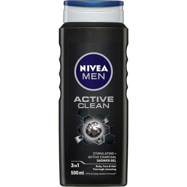 Nivea Men Active Clean 3 In 1 Body Wash Shower Gel 500ml