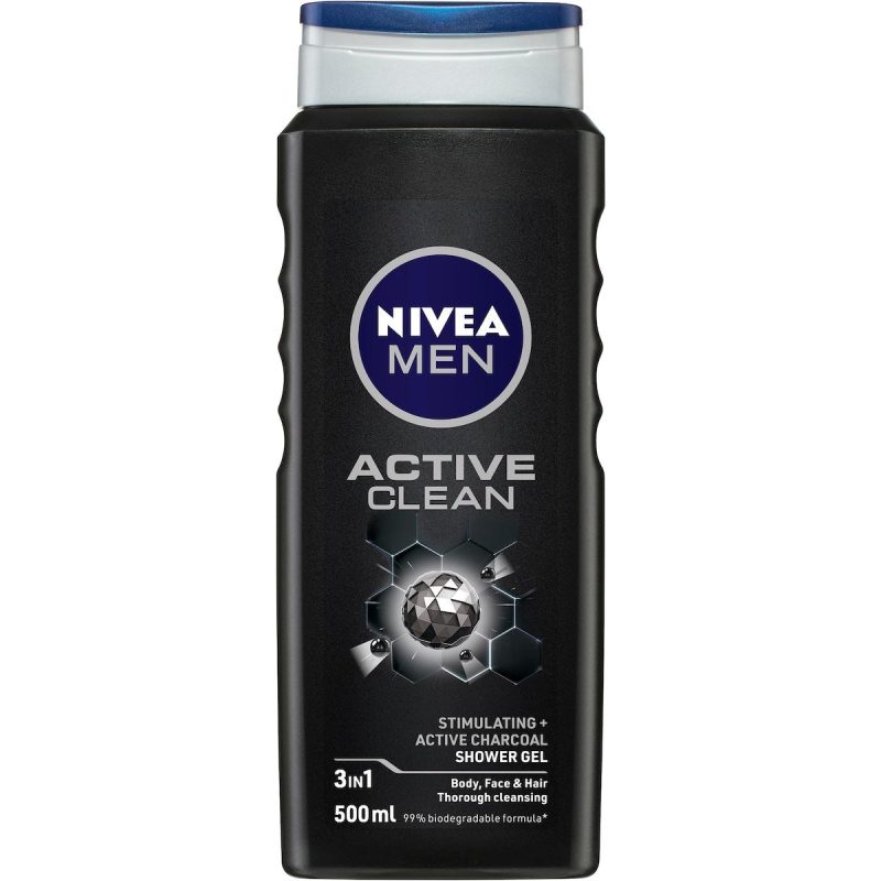 Nivea Men Active Clean 3 In 1 Body Wash Shower Gel 500ml