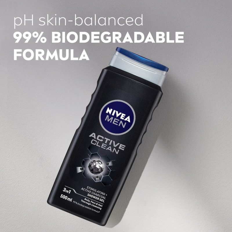 Nivea Men Active Clean 3 In 1 Body Wash Shower Gel 500ml