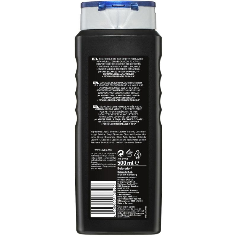 Nivea Men Active Clean 3 In 1 Body Wash Shower Gel 500ml