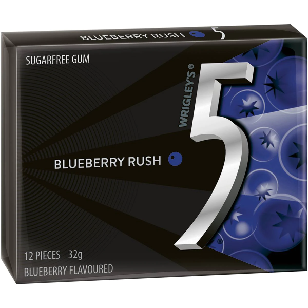 Wrigleys 5Gum Chewing Gum Blueberry Rush 12 Pieces X 12 Pack