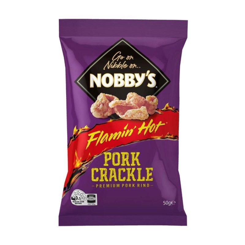 Nobbys Flamin Hot Pork Crackle Snack Pack 50g