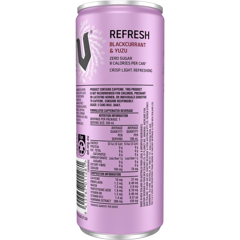 V Refresh Blackcurrant & Yuzu Energy Drink Can 250ml
