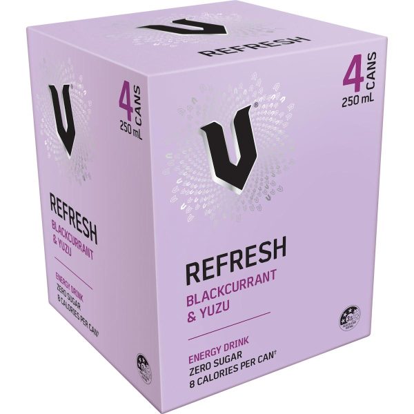 V Refresh Blackcurrant & Yuzu Energy Drink Can 250ml X 4 Pack