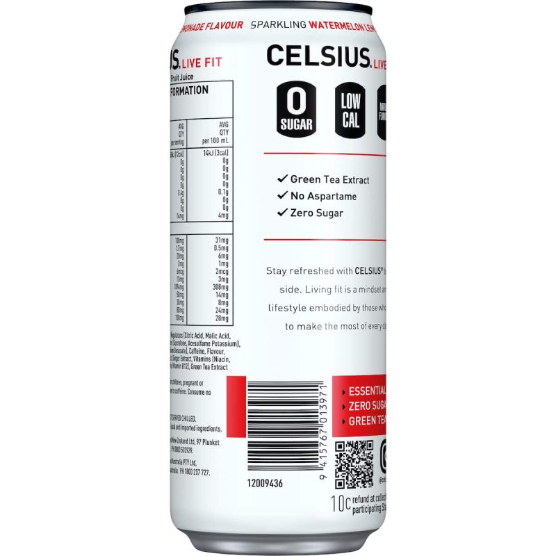 Celsius Watermelon Lemonade Energy Drink Can 330ml