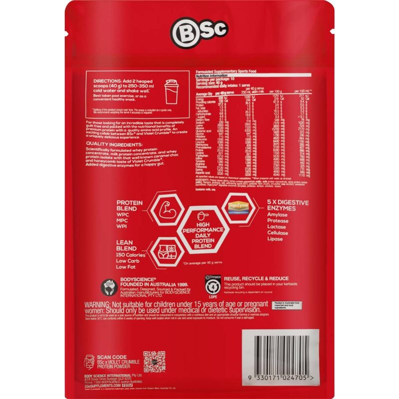 BSC Violet Crumble Caramel Honeycomb Protein Powder 400g