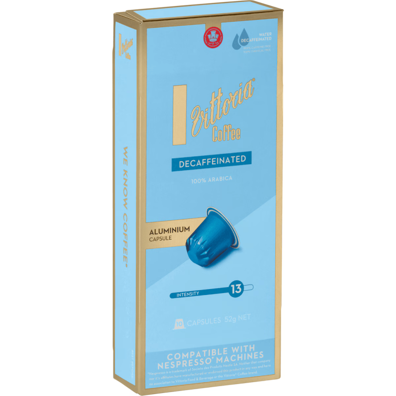 Vittoria Decaffeinated Coffee Pods Capsules 10 Pack