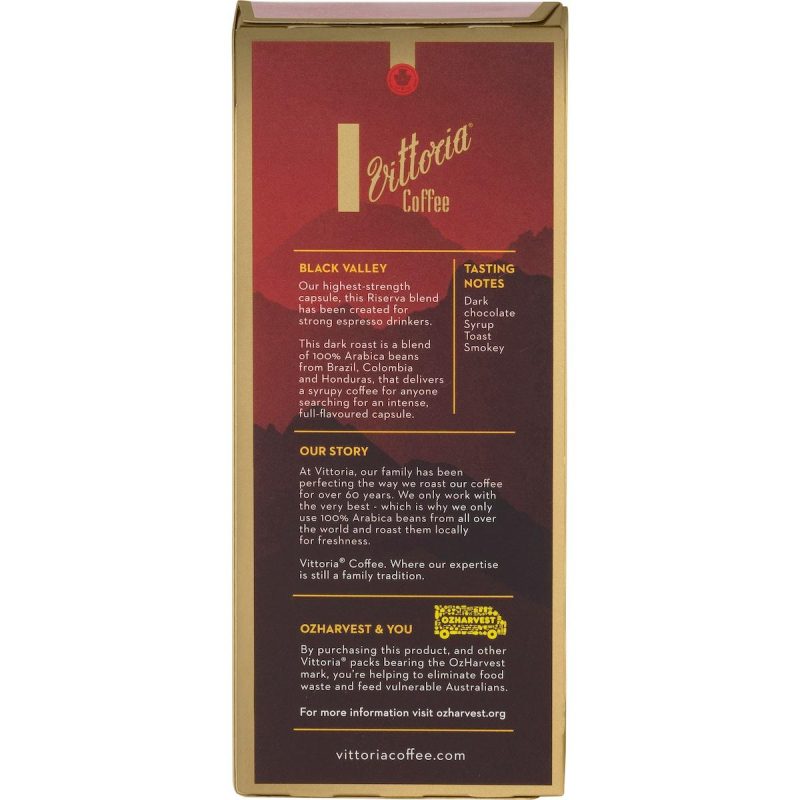 Vittoria Black Valley Riserva Blend Coffee Pods Capsules 10 Pack