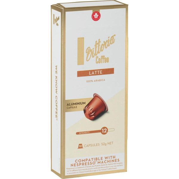 Vittoria Latte Coffee Pods Capsules 10 Pack