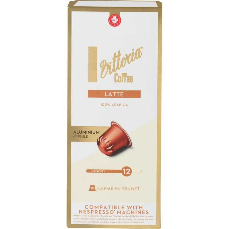 Vittoria Latte Coffee Pods Capsules 10 Pack