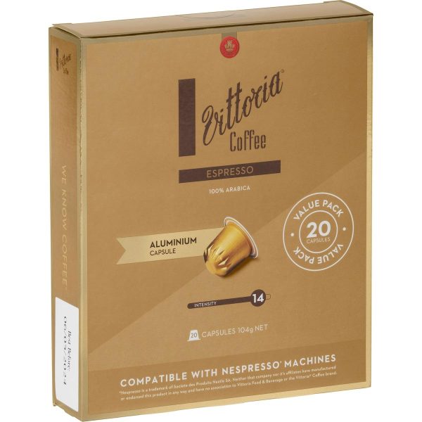Vittoria Espresso Coffee Pods Capsules 20 Pack