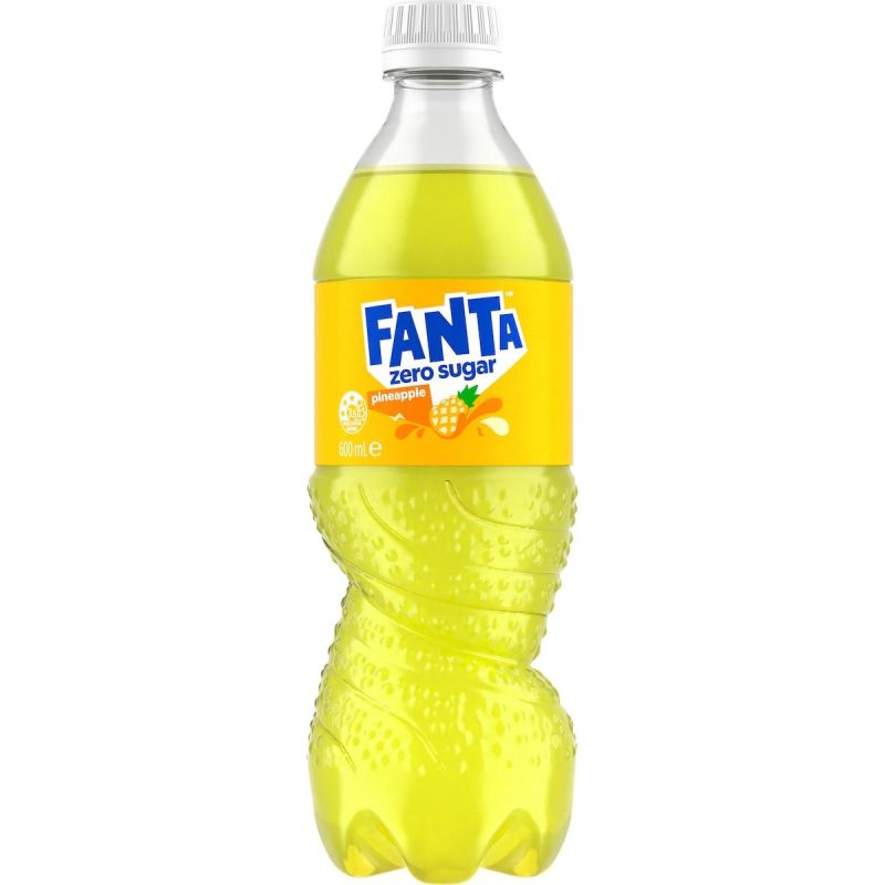Fanta Pineapple Zero Sugar Soft Drink Bottle 600ml