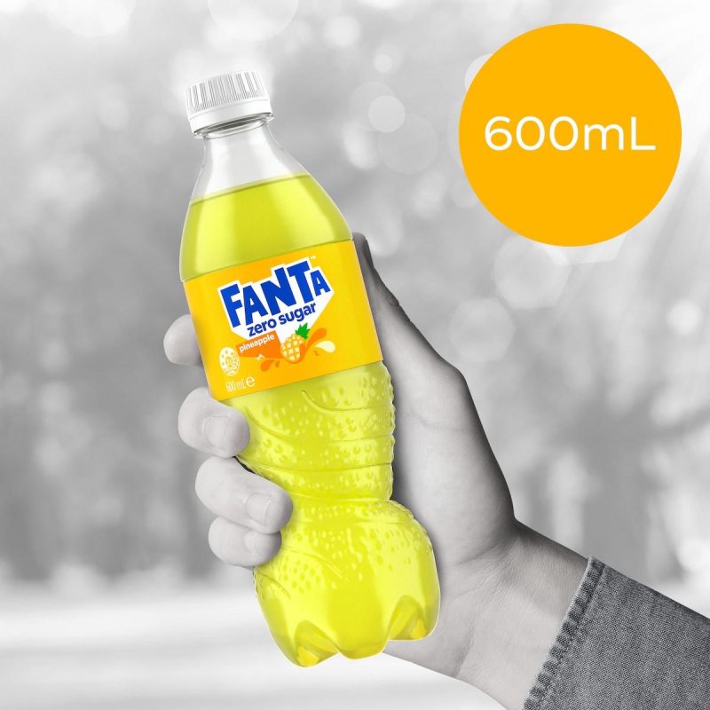 Fanta Pineapple Zero Sugar Soft Drink Bottle 600ml