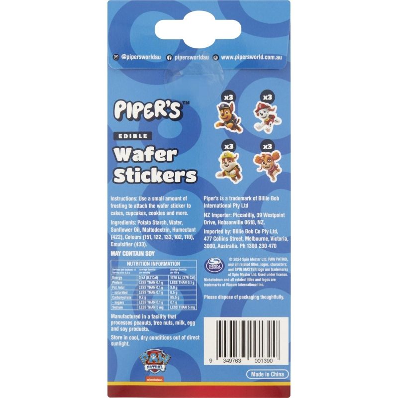 Pipers Paw Patrol Edible Cake Decoration Wafer Stickers 12 Pack