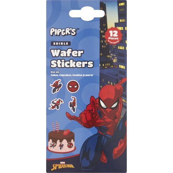 Pipers Marvel Spiderman Edible Cake Decoration Wafer Stickers 12 Pack