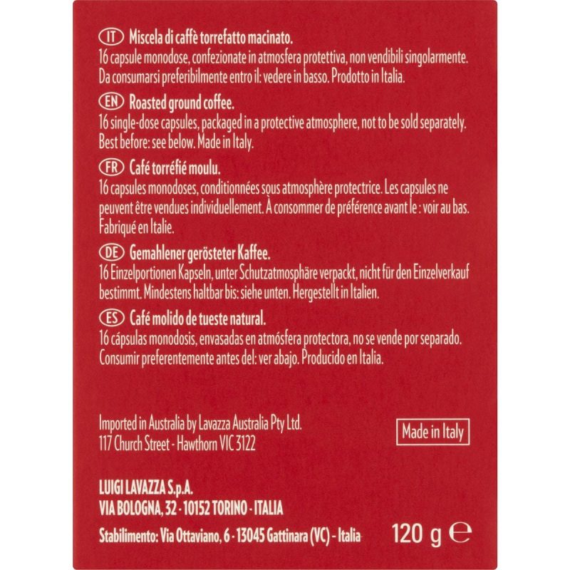 Lavazza Crema E Gusto Espresso Coffee Pods Capsules 16 Pack