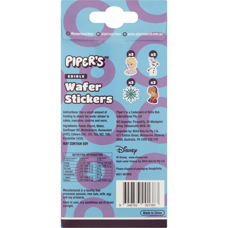 Pipers Disney Frozen Edible Cake Decoration Wafer Stickers 12 Pack