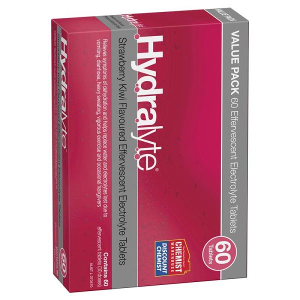 Hydralyte Electrolyte Effervescent Strawberry Kiwi 60 Tablets