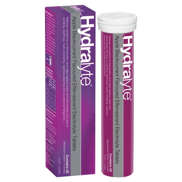 Hydralyte Electrolyte Effervescent Apple Blackcurrant 20 Tablets