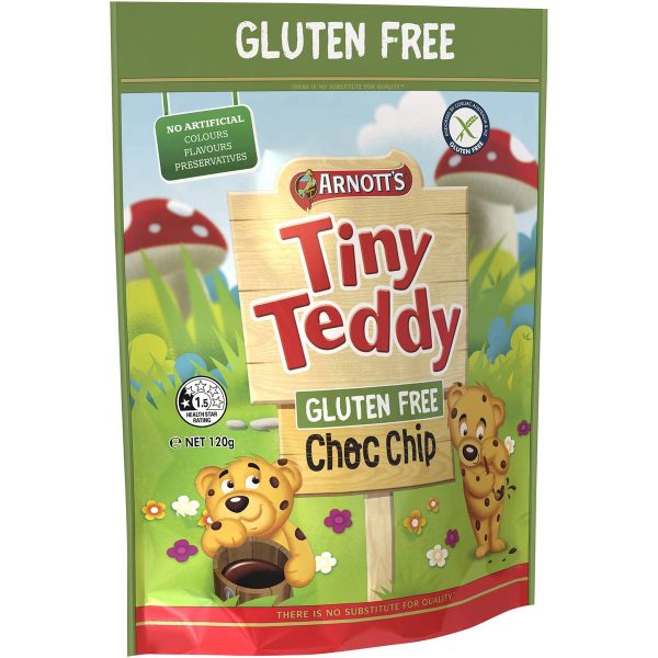 Arnotts Tiny Teddy Gluten Free Chocolate Choc Chip Biscuits 120g