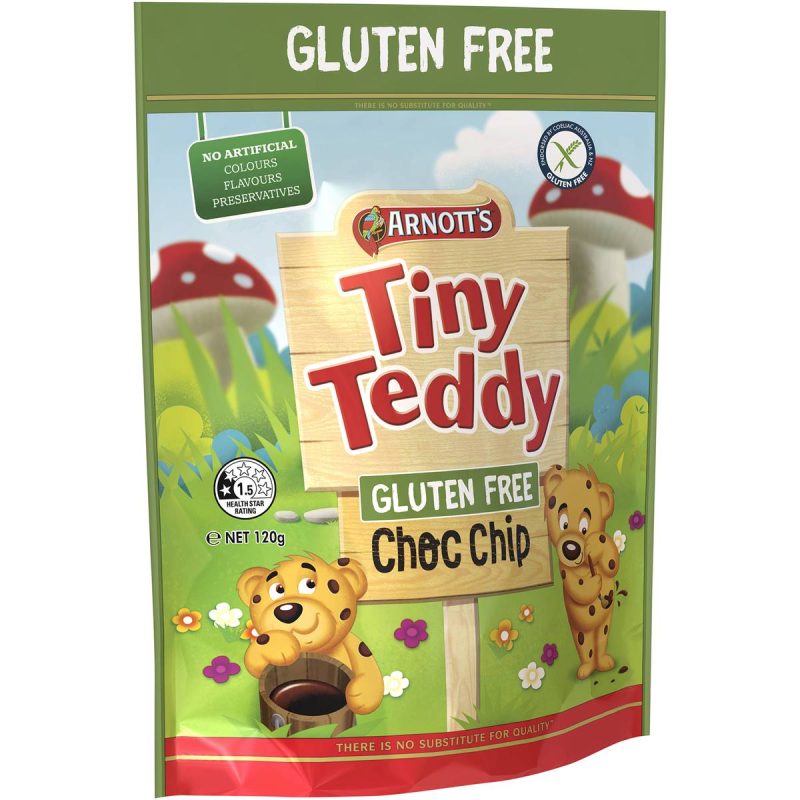 Arnotts Tiny Teddy Gluten Free Chocolate Choc Chip Biscuits 120g