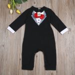 Baby Black Tuxedo Outfit One Piece For Boys