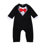 Baby Black Tuxedo Outfit One Piece For Boys