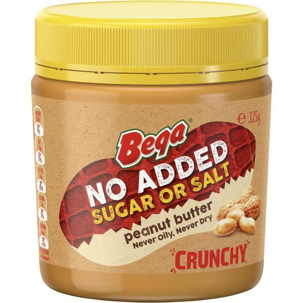 Bega Peanut Butter No Added Sugar Or Salt Crunchy Spread 325g
