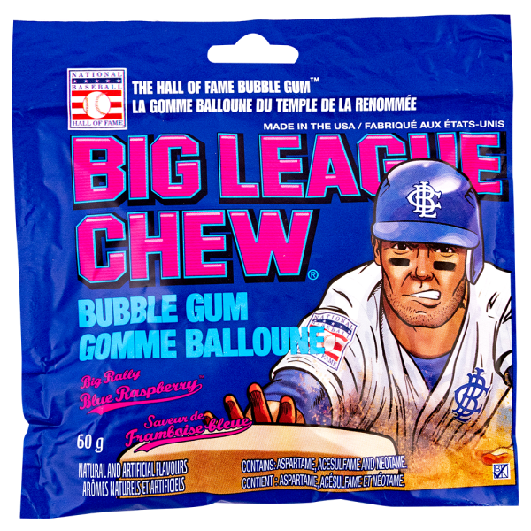 Big League Chew Blue Raspberry Bubble Gum 60g Bag
