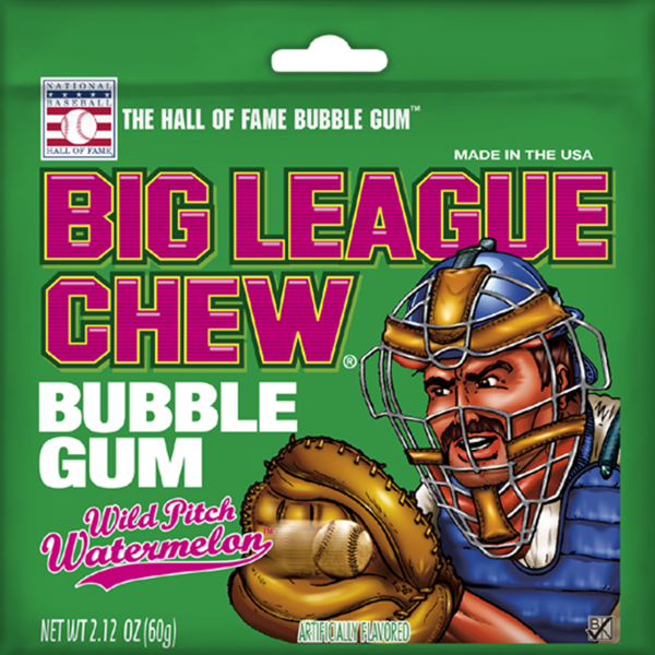 Big League Chew Wild Pitch Watermelon Bubble Gum 60g Bag X 12 Bags - USA