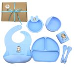 Lil Bubs Baby Feeding Bowls Bib Gift Box Set Blue