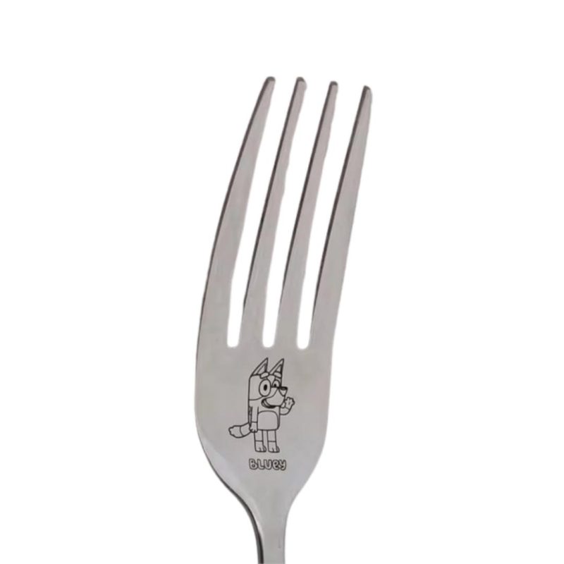 Bluey Engraved Spoon Fork Cutlery Stainless Steel Set for Kids 19cm